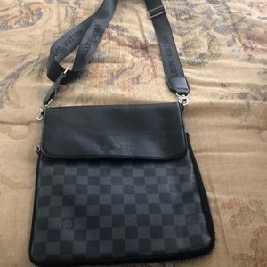 Gray n black checkered  small shoulder bag
